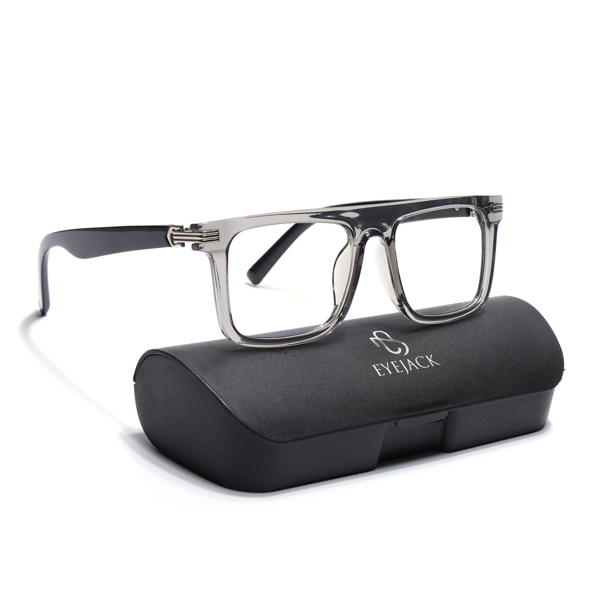 Eyejack Transparent Grey Wayfarer Eyeglasses for Men & Women (2261FCL2157-C2)