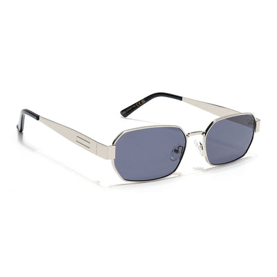 Alpha - Silver Rectangle Sunglasses I Blue Lens (2320CL2178)