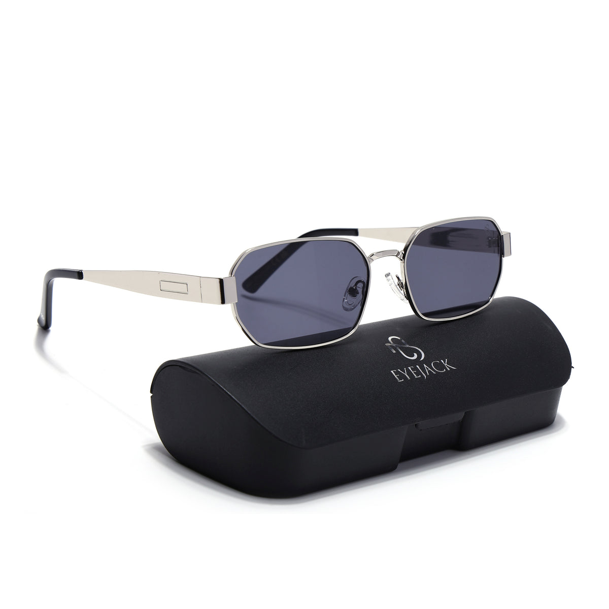Alpha - Silver Rectangle Sunglasses I Blue Lens (2320CL2178)