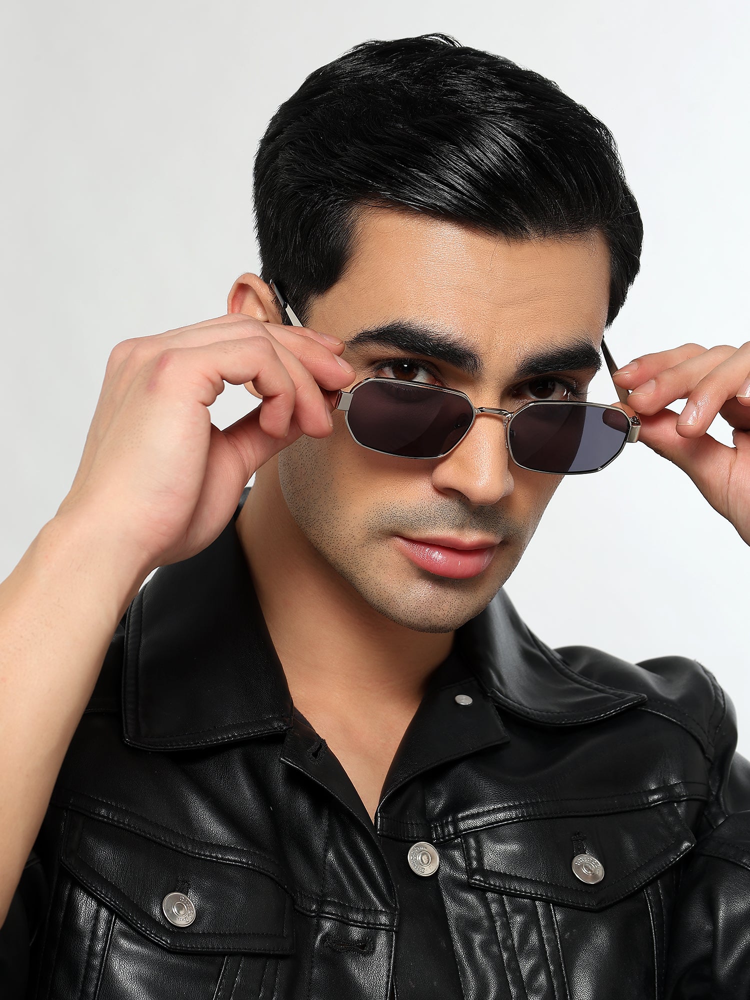 Alpha - Silver Rectangle Sunglasses I Blue Lens (2320CL2178