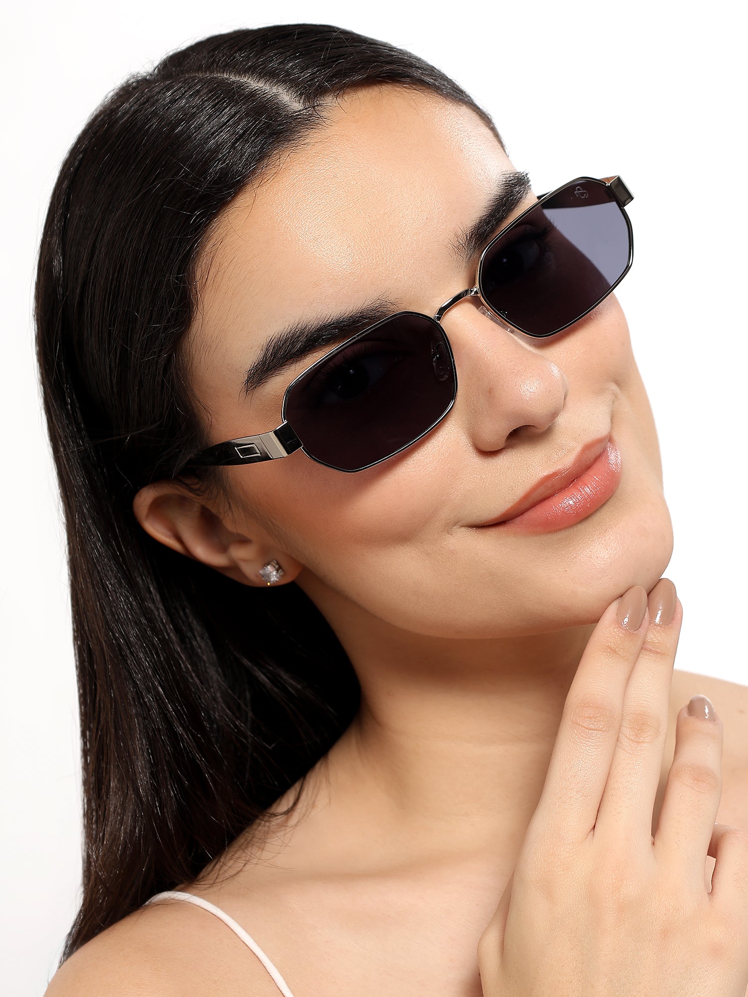 Alpha - Silver Rectangle Sunglasses I Blue Lens (2320CL2178