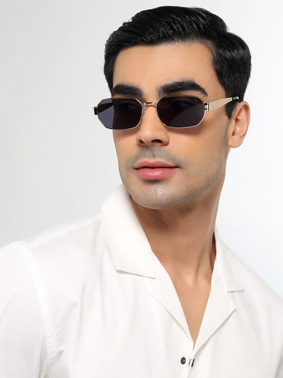 Alpha - Golden Rectangle Sunglasses I Blue Lens (2320CL2179)