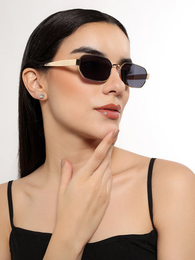 Alpha - Golden Rectangle Sunglasses I Blue Lens (2320CL2179)