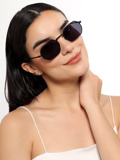 Auralis I Black Hexagonal Sunglasses - (2321CL2182)