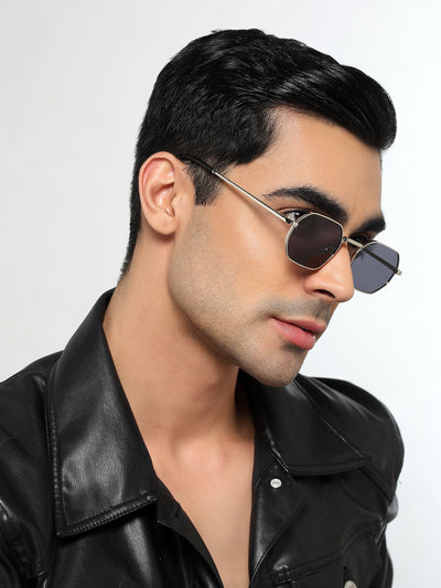 Auralis I Silver Hexagonal Sunglasses - (2321CL2183)