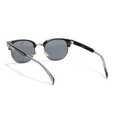 Eyejack Black & Silver Hexagonal Sunglasses for Men & Women (2392CL1091)