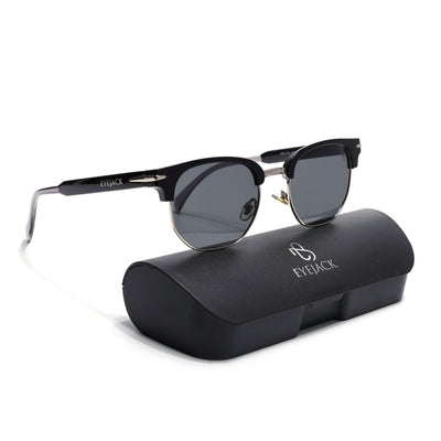 Eyejack Black & Silver Hexagonal Sunglasses for Men & Women (2392CL1091)