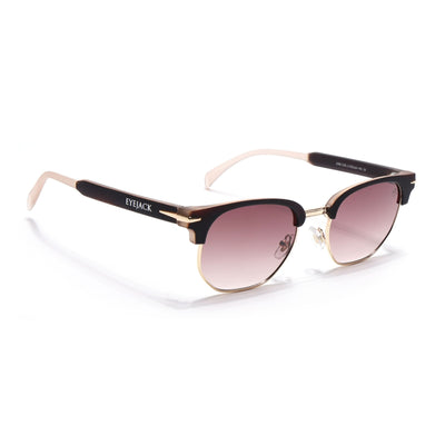 Eyejack Brown & Golden Hexagonal Sunglasses for Men & Women (2392CL1093)