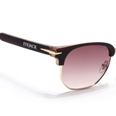 Eyejack Brown & Golden Hexagonal Sunglasses for Men & Women (2392CL1093)