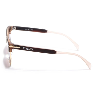 Eyejack Brown & Golden Hexagonal Sunglasses for Men & Women (2392CL1093)