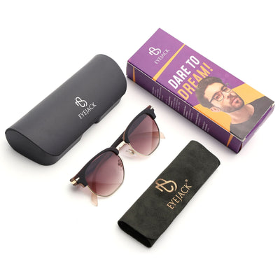 Eyejack Brown & Golden Hexagonal Sunglasses for Men & Women (2392CL1093)