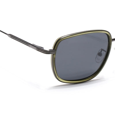 Eyejack Aura Green & Grey Square Polarized Sunglasses for Men & Women (2501PCL1466)
