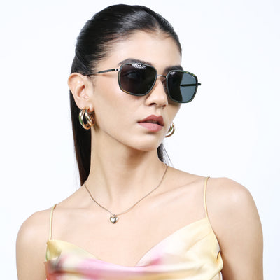 Eyejack Aura Olive & Grey Square Polarized Sunglasses for Men & Women (2501PCL1468)