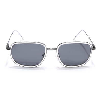Eyejack Aura Transparent & Grey Square Polarized Sunglasses for Men & Women (2501PCL1469)