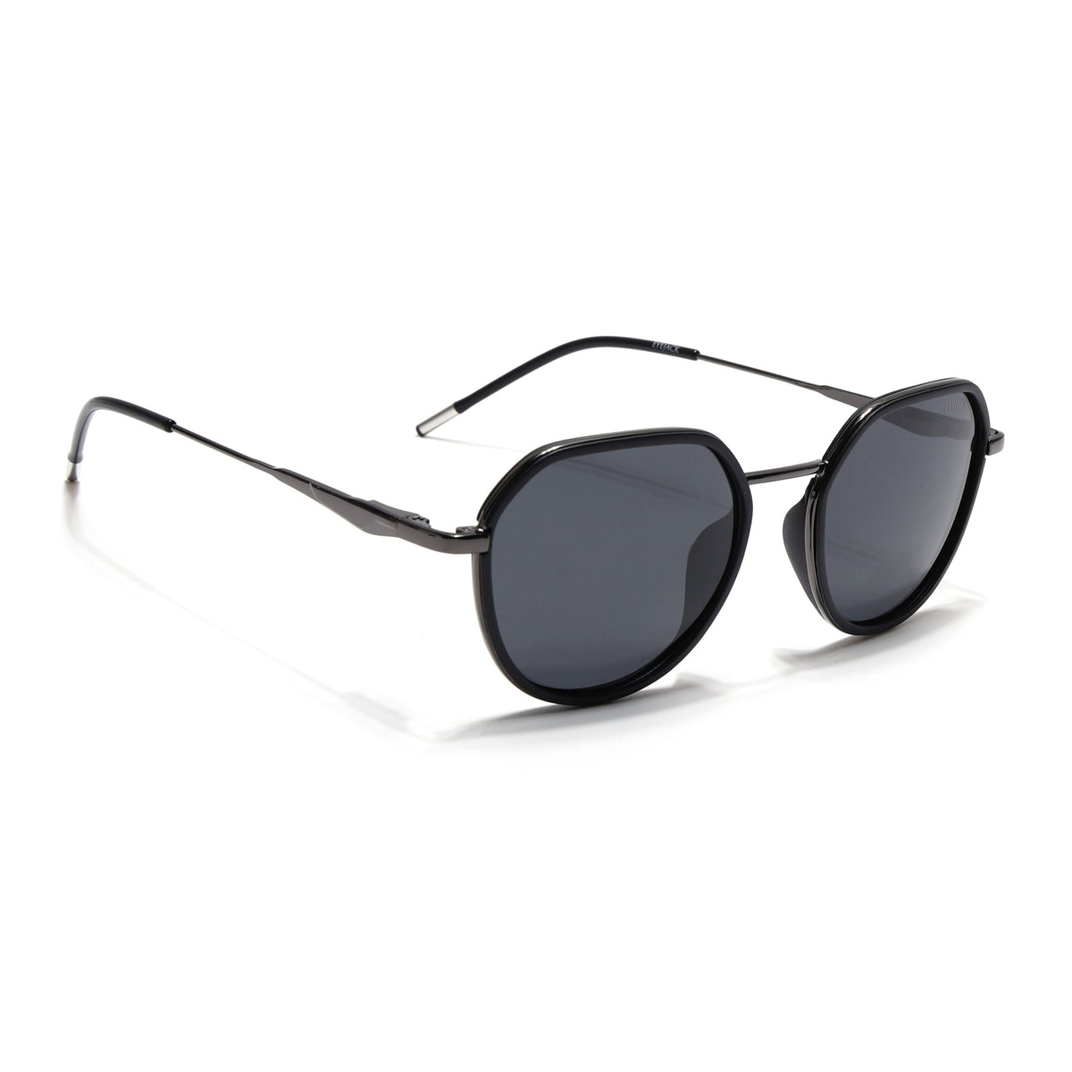 Eyejack Aura Black & Grey Round Polarized Sunglasses for Men & Women (2502PCL1470)