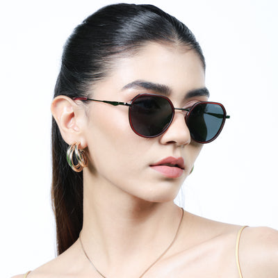 Eyejack Aura Red & Grey Round Polarized Sunglasses for Men & Women (2502PCL1472)