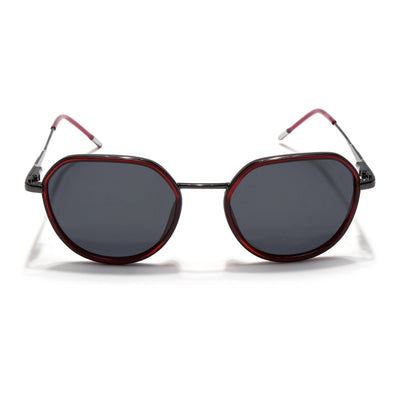 Eyejack Aura Red & Grey Round Polarized Sunglasses for Men & Women (2502PCL1472)