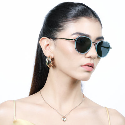 Eyejack Aura Sky Blue & Grey Round Polarized Sunglasses for Men & Women (2502PCL1473)