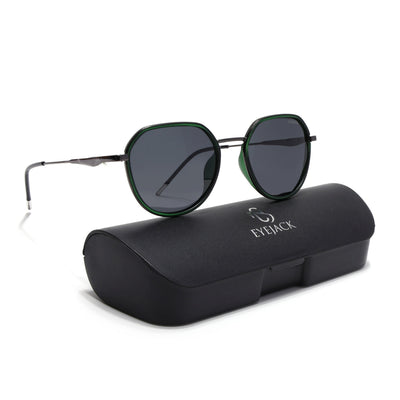Eyejack Aura Green & Grey Round Polarized Sunglasses for Men & Women (2502PCL1475)