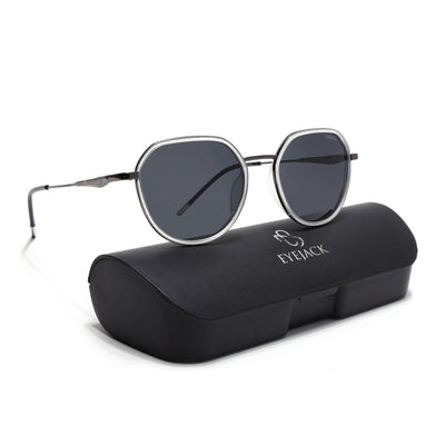Eyejack Aura Transparent & Grey Round Polarized Sunglasses for Men & Women (2502PCL1478)
