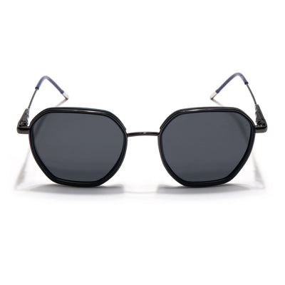 Eyejack Aura Blue & Grey Hexagonal Polarized Sunglasses for Men & Women (2503PCL1480)