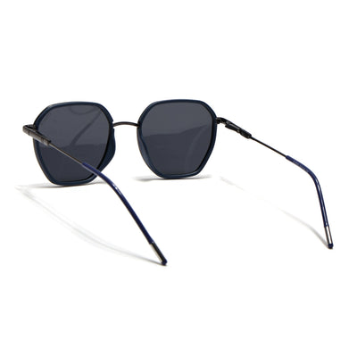 Eyejack Aura Blue & Grey Hexagonal Polarized Sunglasses for Men & Women (2503PCL1480)