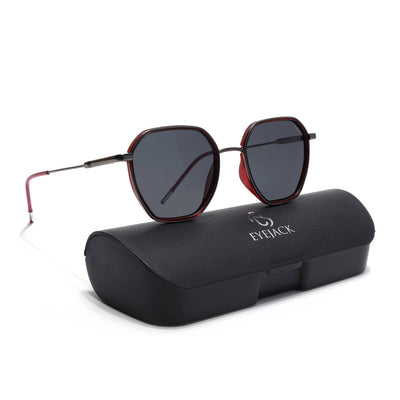 Eyejack Aura Red & Grey Hexagonal Polarized Sunglasses for Men & Women (2503PCL1481)