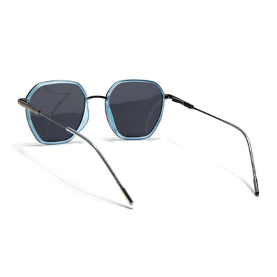 Eyejack Aura Sky Blue & Grey Hexagonal Polarized Sunglasses for Men & Women (2503PCL1482)