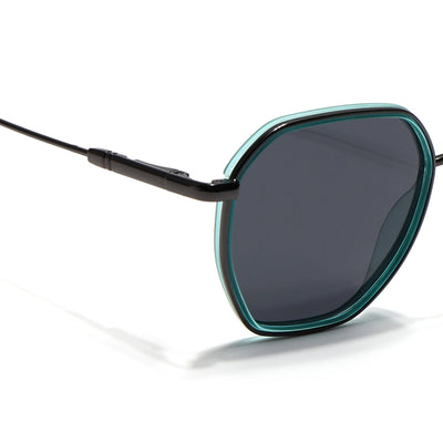 Eyejack Aura Sea Green & Grey Hexagonal Polarized Sunglasses for Men & Women (2503PCL1483)