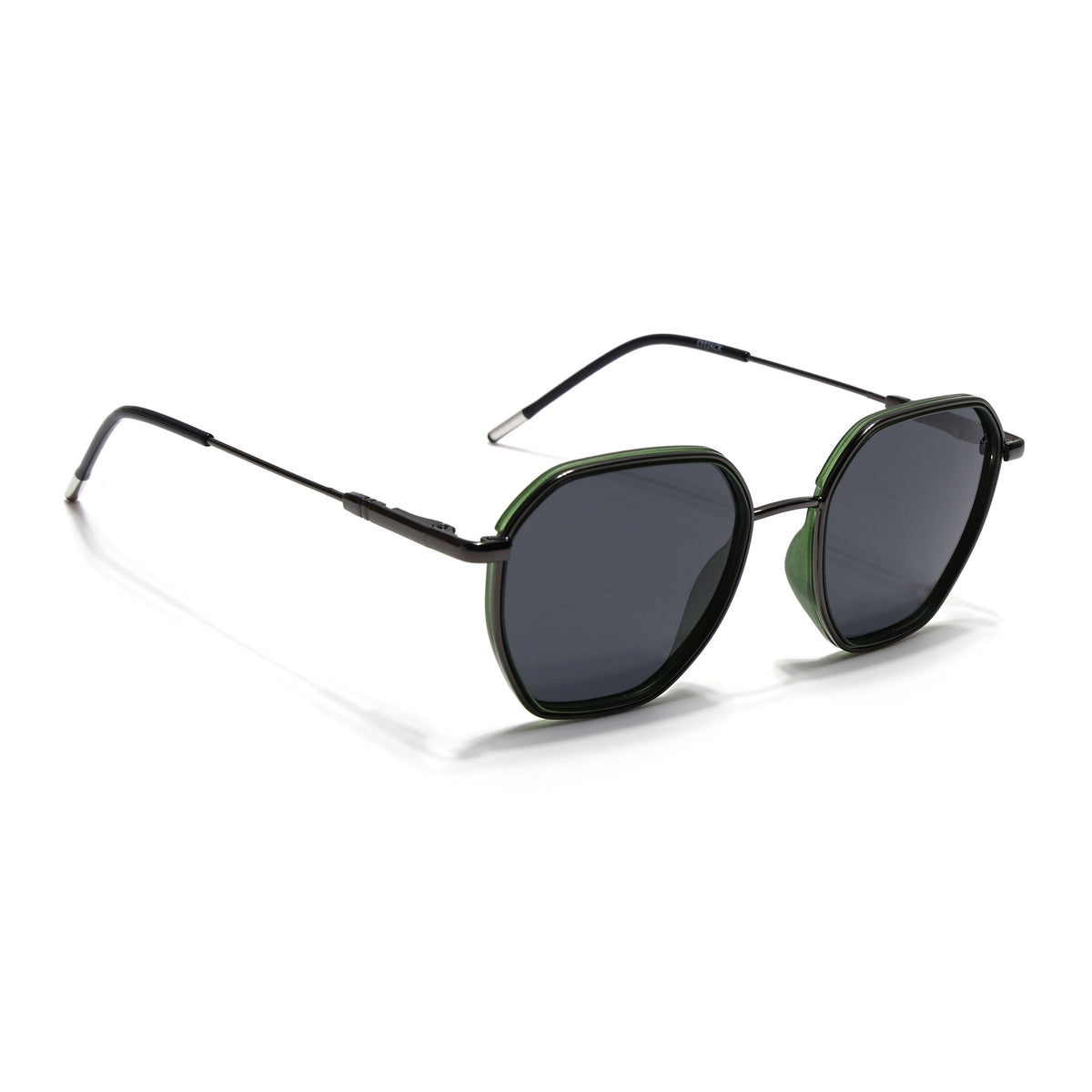Eyejack Aura Green & Grey Hexagonal Polarized Sunglasses for Men & Women (2503PCL1484)