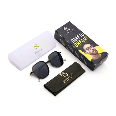 Eyejack Aura Green & Grey Hexagonal Polarized Sunglasses for Men & Women (2503PCL1484)