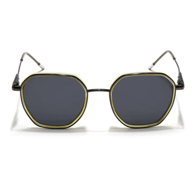 Eyejack Aura Light Green & Grey Hexagonal Polarized Sunglasses for Men & Women (2503PCL1485)