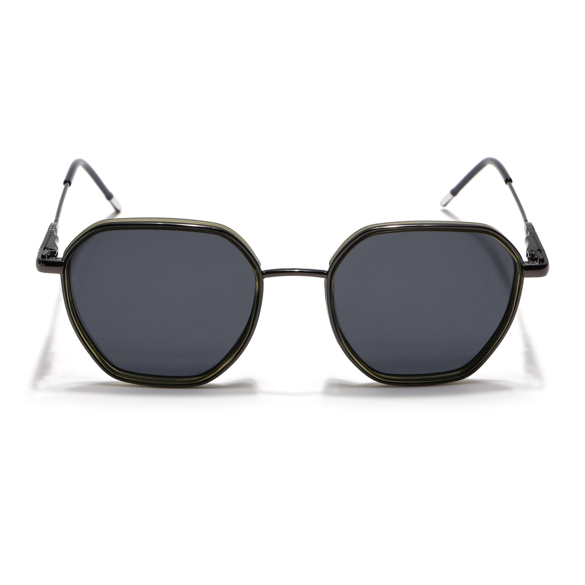 Eyejack Aura Olive & Grey Hexagonal Polarized Sunglasses for Men & Women (2503PCL1486)