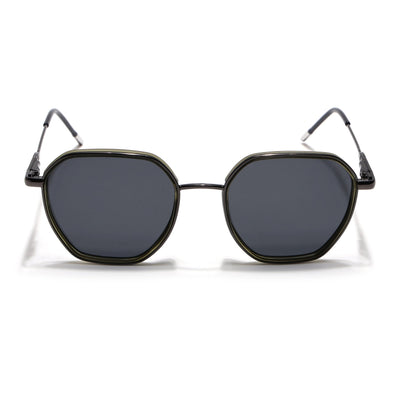 Eyejack Aura Olive & Grey Hexagonal Polarized Sunglasses for Men & Women (2503PCL1486)
