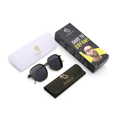 Eyejack Aura Olive & Grey Hexagonal Polarized Sunglasses for Men & Women (2503PCL1486)