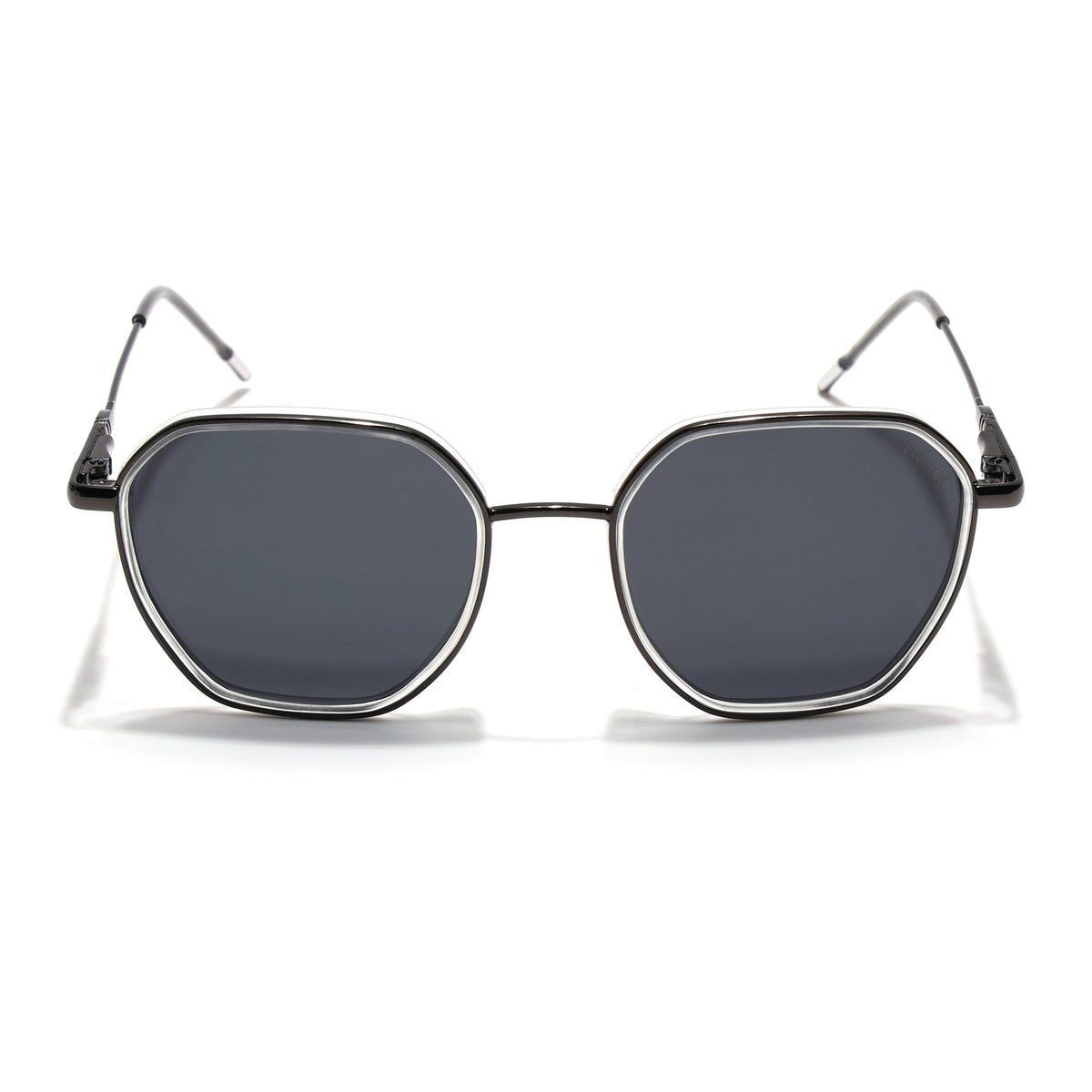 Eyejack Aura Transparent & Grey Hexagonal Polarized Sunglasses for Men & Women (2503PCL1487)