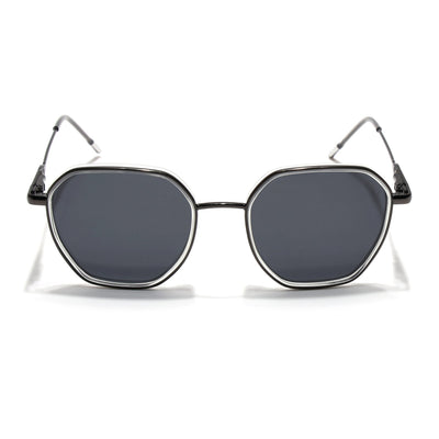 Eyejack Aura Transparent & Grey Hexagonal Polarized Sunglasses for Men & Women (2503PCL1487)