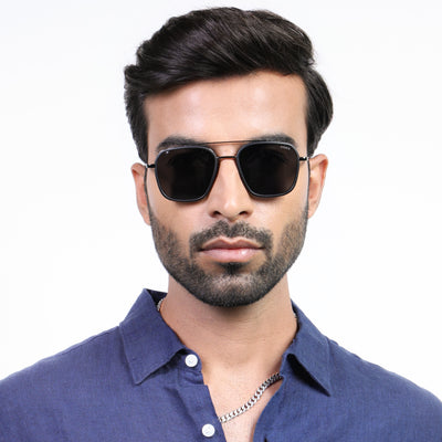 Eyejack Aura Black & Grey Wayfarer Polarized Sunglasses for Men & Women (2504PCL1489)