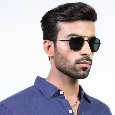 Eyejack Aura Black & Grey Wayfarer Polarized Sunglasses for Men & Women (2504PCL1489)