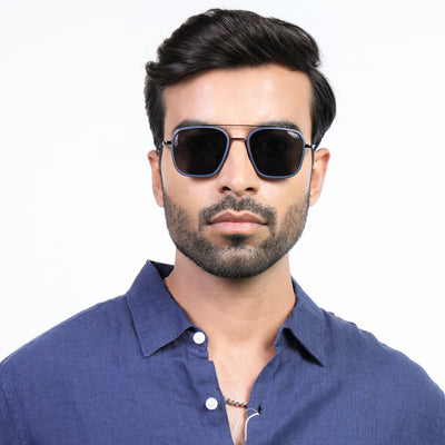 Eyejack Aura Blue & Grey Wayfarer Polarized Sunglasses for Men & Women (2504PCL1490)