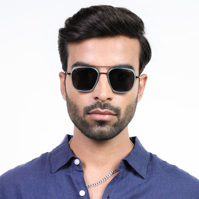 Eyejack Aura Sky Blue & Grey Wayfarer Polarized Sunglasses for Men & Women (2504PCL1492)