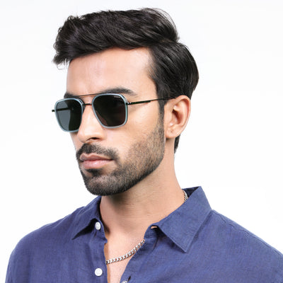 Eyejack Aura Sky Blue & Grey Wayfarer Polarized Sunglasses for Men & Women (2504PCL1492)