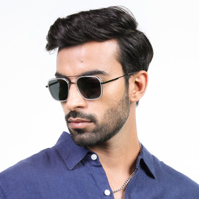Eyejack Aura Transparent & Grey Wayfarer Polarized Sunglasses for Men & Women (2504PCL1497)