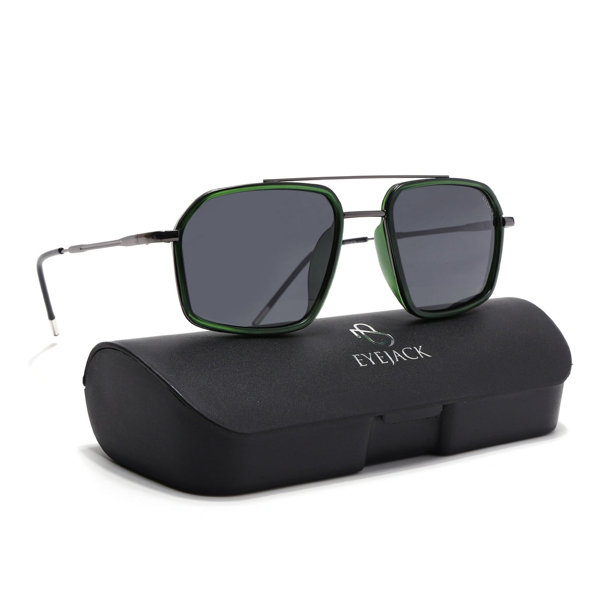 Eyejack Aura Green & Grey Wayfarer Polarized Sunglasses for Men & Women (2505PCL1504)