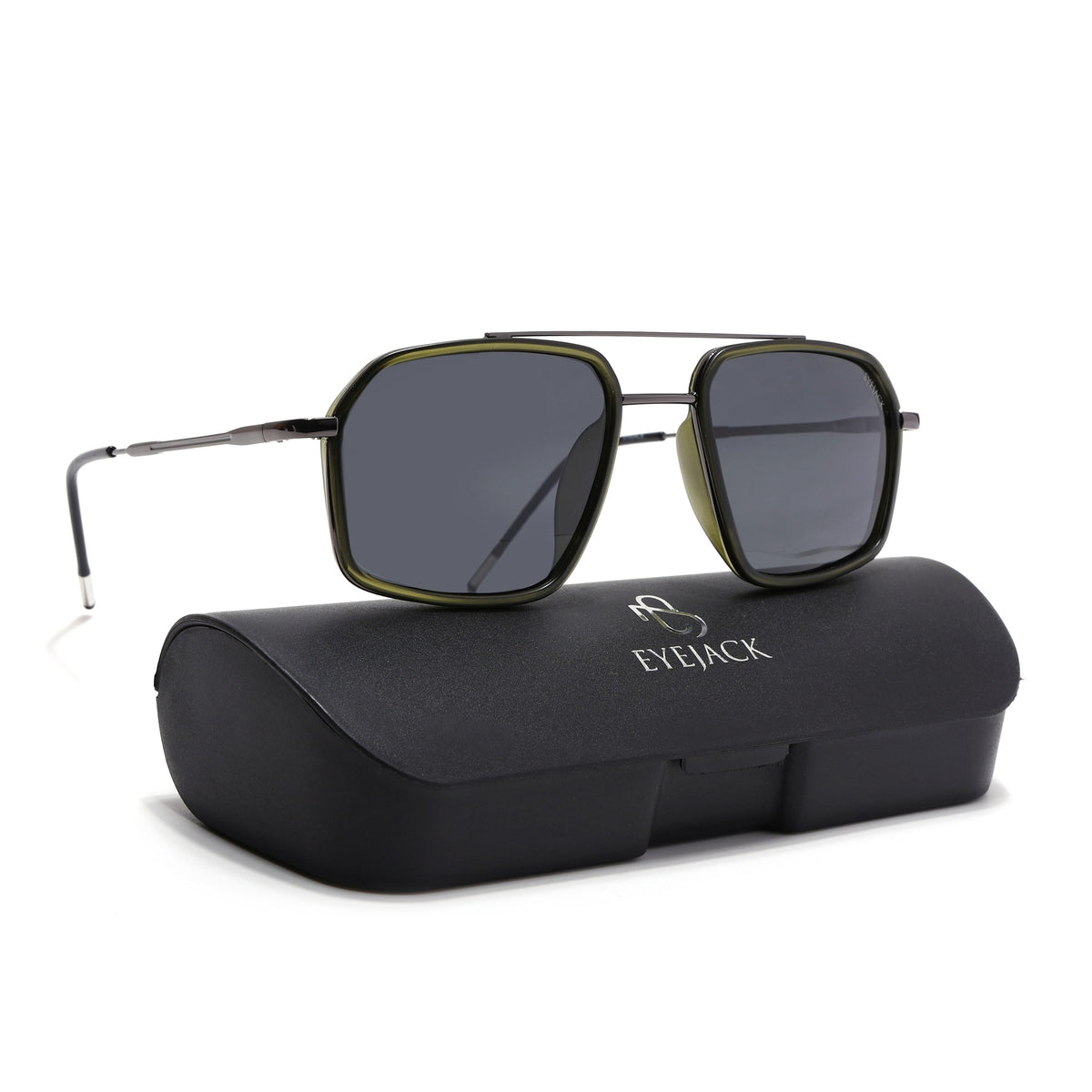 Eyejack Aura Olive & Grey Wayfarer Polarized Sunglasses for Men & Women (2505PCL1506)