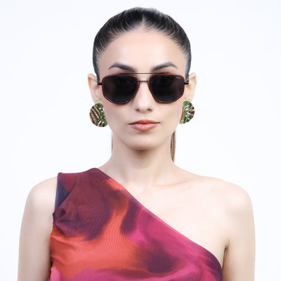 Eyejack Aura Red & Grey Wayfarer Polarized Sunglasses for Men & Women (2506PCL1511)