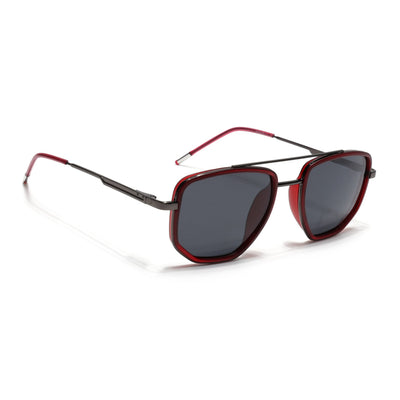 Eyejack Aura Red & Grey Wayfarer Polarized Sunglasses for Men & Women (2506PCL1511)