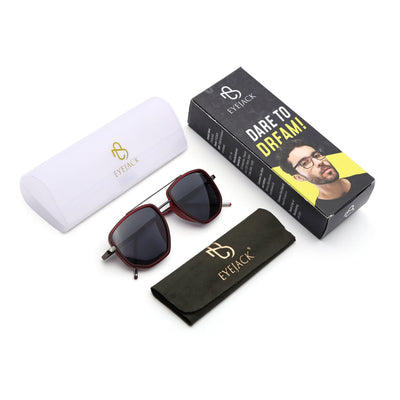 Eyejack Aura Red & Grey Wayfarer Polarized Sunglasses for Men & Women (2506PCL1511)