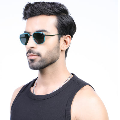 Eyejack Aura Sea Green & Grey Wayfarer Polarized Sunglasses for Men & Women (2506PCL1513)
