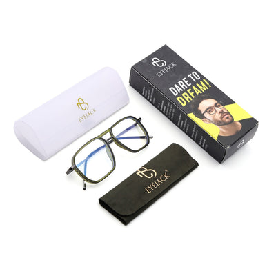 Eyejack Aura Green & Grey Wayfarer Eyeglasses for Men & Women (2507FCL1602-C6)